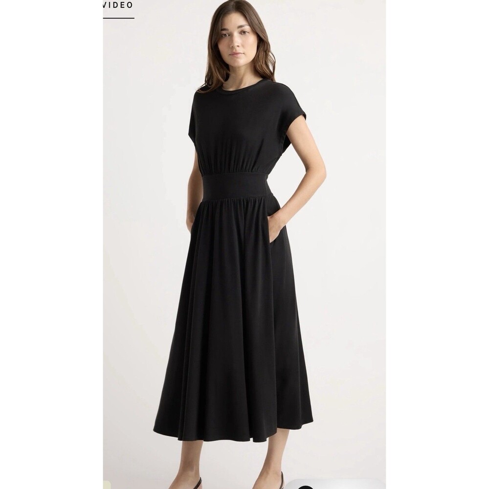 Modern Citizen Medium Prima Jersey Midi Dress Black Pullover Maxi Organic Cotton